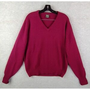 VTGJohn‎ Martin Mens Sweater XL Red Lambswool Pullover Academia Grandpa Holiday